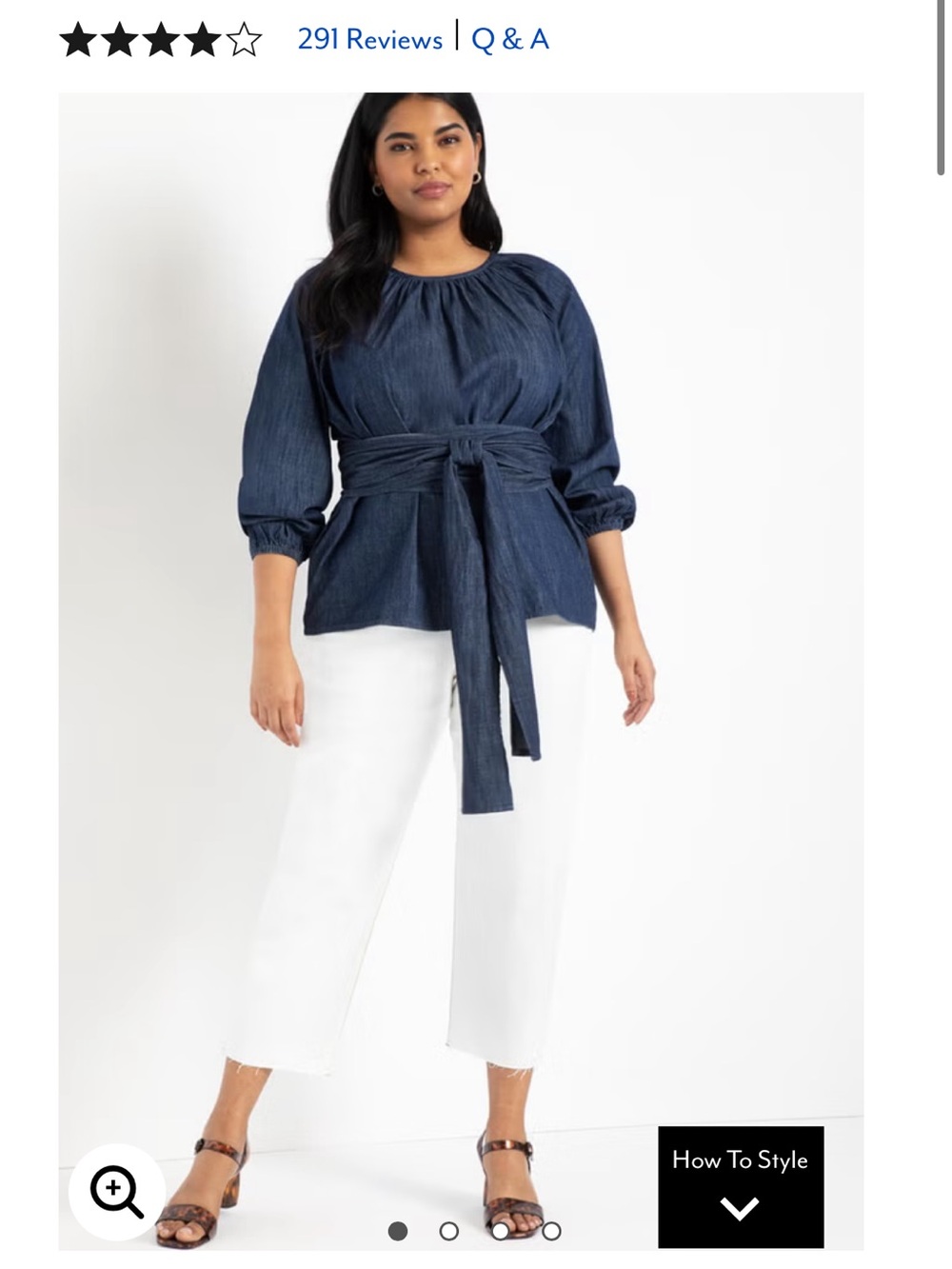 Eloquii Chambray Tie-Front Scoop Neck Tunic Size 24 NWT